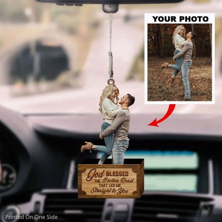 Personalisierter Anhänger für das Auto – Geschenk für Paare – Gott hat den steinigen Weg gesegnet, der mich direkt zu dir geführt hat