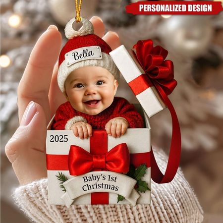 Personalisiertes Babyfoto Weihnachtsgeschenkbox Ornament