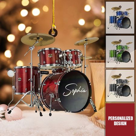 Custom Drum Ornament, Personalized Drum Xmas Ornament, Xmas Gifts For Drummer