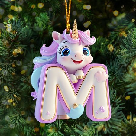Süßes Einhorn-Buchstabenornament – personalisiertes Kinderornament