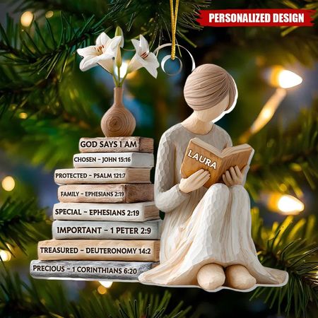 Personalisiertes Gott sagt, ich bin-Ornament, christliches Namensornament mit Bibelvers