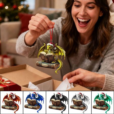 Drachen-Buch-Weihnachtsornament, personalisiertes Ornament