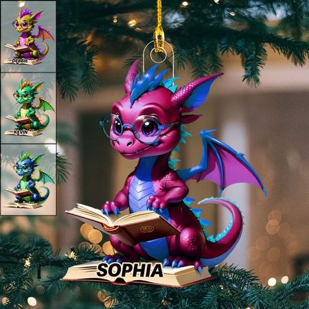 Drachen-Buch-Ornament – Personalisertes Weihnachtsgeschenk für Bücherliebhaber