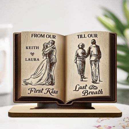 Ewiges Wir – Personalisierte, einlagige Holzplakette mit flacher Basis