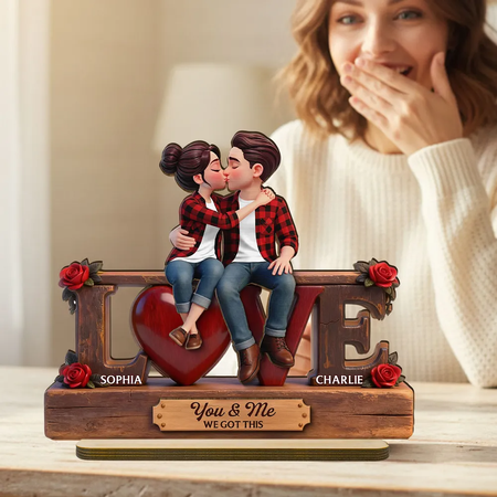 Ewige Rose LIEBE Paar für immer zusammen-Personal isierte 2-Layer-Holzplakette-Valentinstag Geschenk für Paare, für ihn, für sie