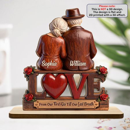 Personal isiert vom ersten Kuss bis zum letzten Atemzug Holz plakette | Custom Name Älteres Paar Liebe Andenken
