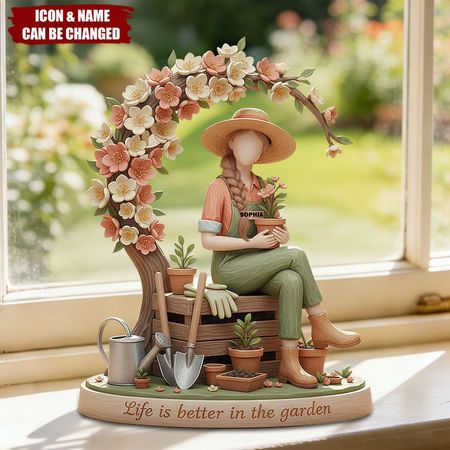 Gartenarbeit Mädchen Acryl Plaque - Personal isierte Geschenke