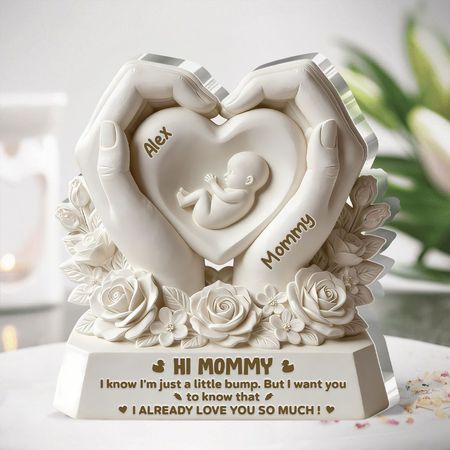 Personal isierte Hi Mommy Schwangerschaft Acryl Plakette | Custom Name Baby Bump & Mommy Keeps ake