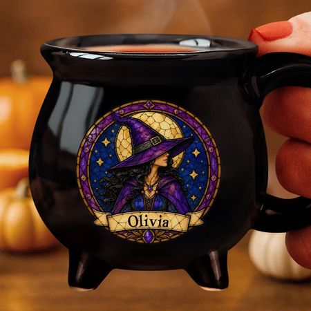 Benutzer definierte Witchy 12oz Keramik Kessel Kaffeetasse-personal isierte Halloween-Geschenke für Hexe, Frau, Tochter, Besties, Schwestern, Enkelin, Oma, Mama, Selbst-Spooky Witchy Vibes