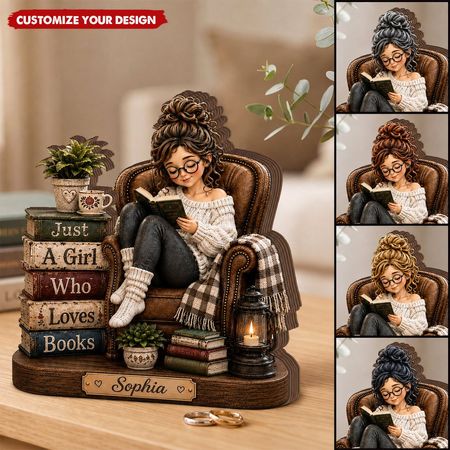 Custom Holzblock für Buch liebhaber, nur ein Mädchen, das Bücher tafeln liebt.