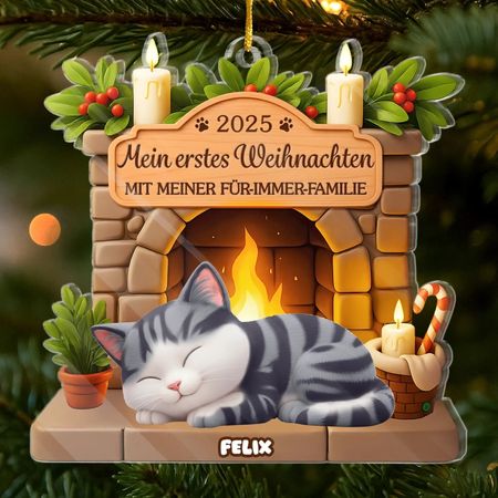 Personalisiertes Erstes Weihnachtsornament Aus Acryl - Personalisierte Weihnachts- Und Geburtstagsgeschenke Für Katzenliebhaber, Katzenmama Und -Papa - Mit Meiner Ewigen Familie