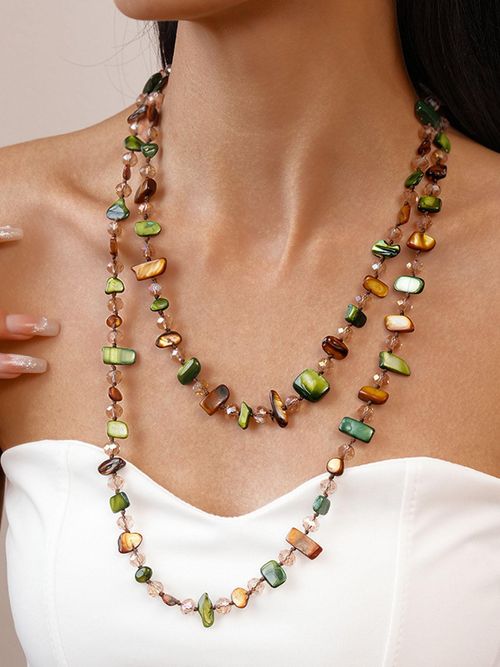 Three-in-one  Bohemian Beach Series Natural Shell Pendant Necklace.