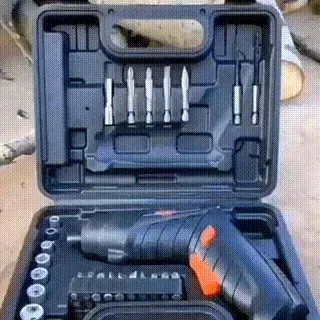 Electric Screwdriver Set 🥇, high - power copper - core motor ⚡, LED lighting + three modes, straight and pistol - shaped, including one electric screwdriver, one rod extender, one universal flexible shaft, one socket adapter rod, 8 sockets, 28 short flat - head screwdriver bits, 2 hex - shank drill bits with cable, 4 long flat - head screwdriver bits. The electric screwdriver box is rechargeable and has a luminous charge indicator.