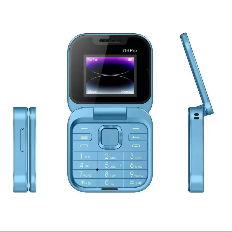 i16 Pro Foldable Flip Phone 1.77 Dual card MP3 Magic Voice Flashlight Speed dial Premium flip phone