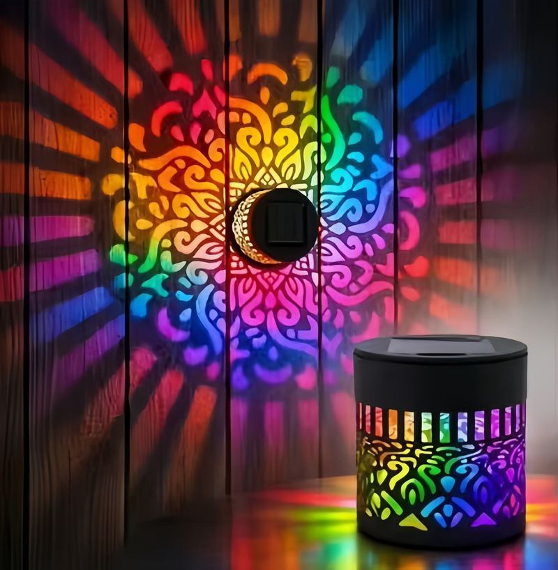 Solar Mandala Wall Light 5-Colour Projection, Auto OnOffIP65 Waterproof