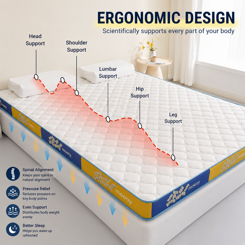 Ergonomic Pressure Relief Latex Memory Foam Mattress | Class A Safe Fabric, Foldable & Breathable for Deep Sleep