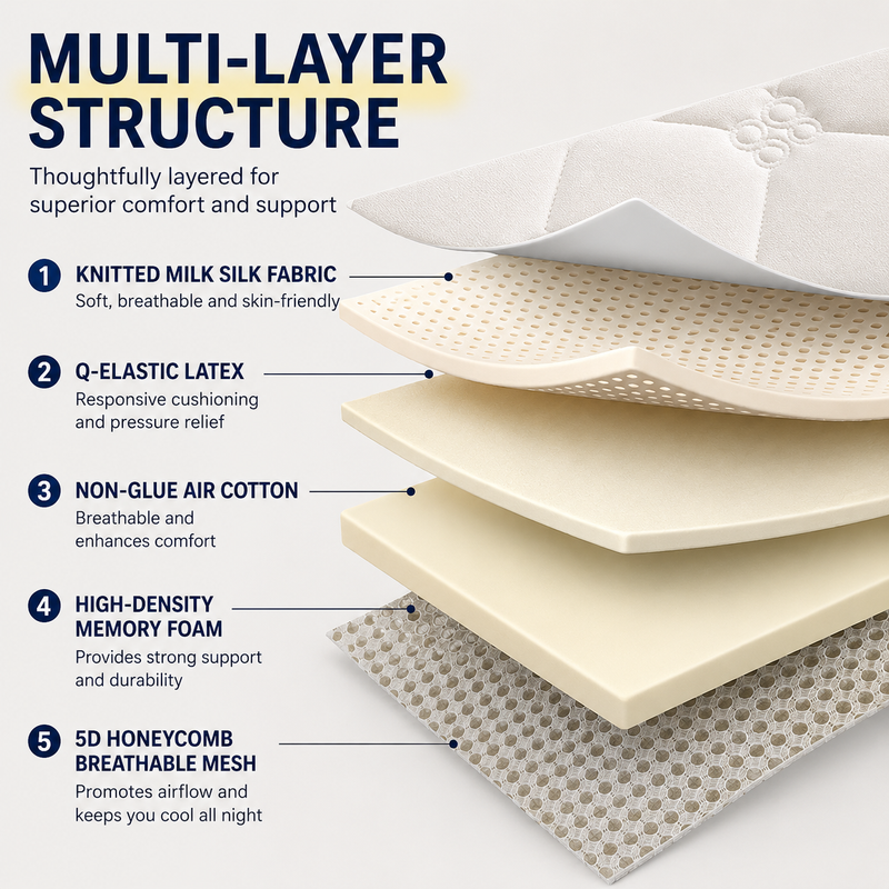 Ergonomic Pressure Relief Latex Memory Foam Mattress | Class A Safe Fabric, Foldable & Breathable for Deep Sleep