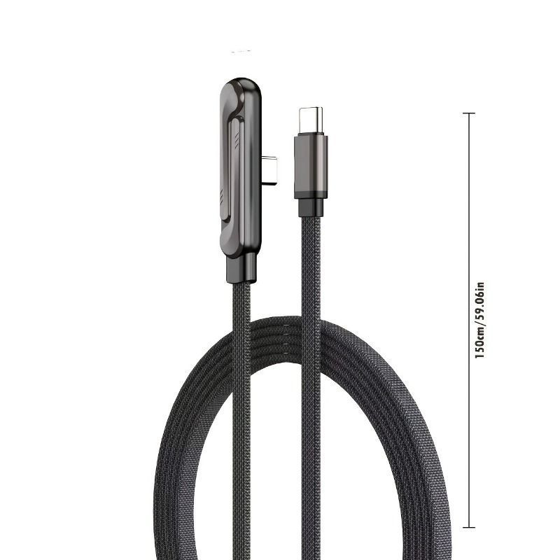 240W Ultra-Fast Charging USB-C Cable with Foldable Phone Stand – Braided Heavy-Duty Charger Cord for Gaming & Video Watching
