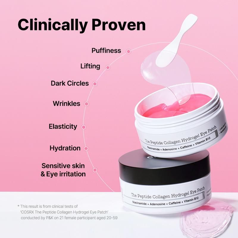 COSRX Official The Peptide Collagen Hydrogel Eye Patch 60 Patches Reduce Puffiness Hydrate Under-Eye Bags in 10 Minutes