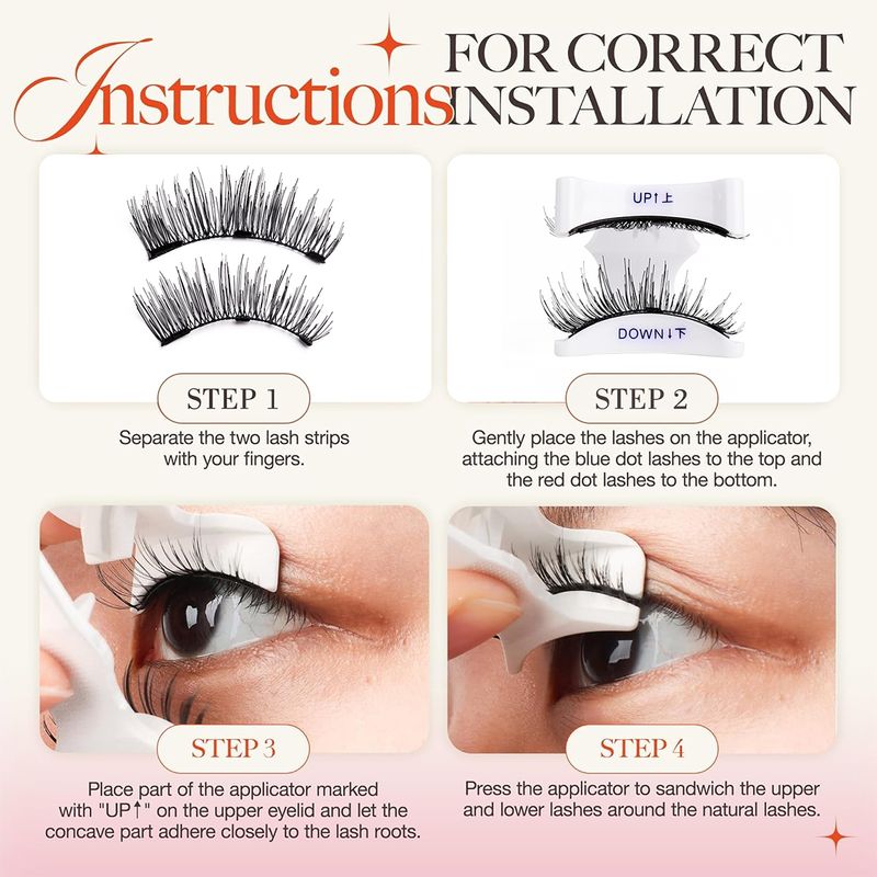 Magnetic Eyelashes Set — No Glue, 2 Pairs With Applicator & Mirror Case