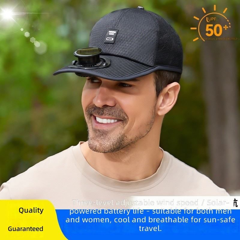 Solar Fan Cap — 3-Speed Cooling Hat With UPF 50+ Sun Protection