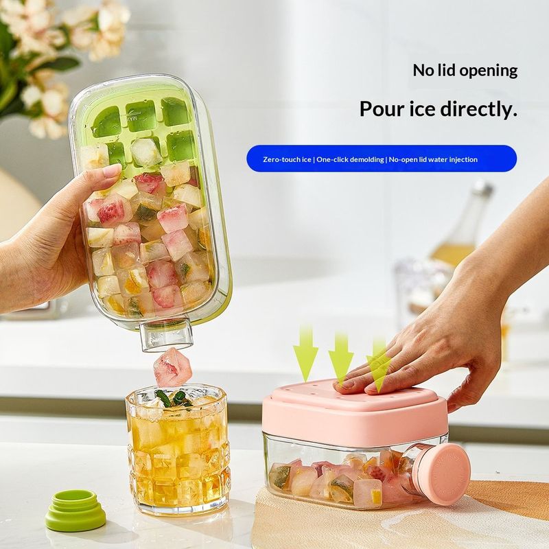 Ice Cube Bottle | Zero-Touch Release | 800ml With Straw