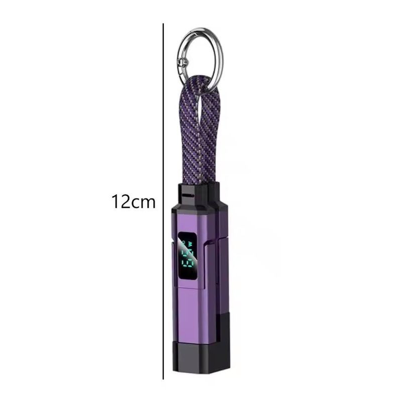 65W 4-in-1 Keychain Fast Charging Cable — LED Wattage Display
