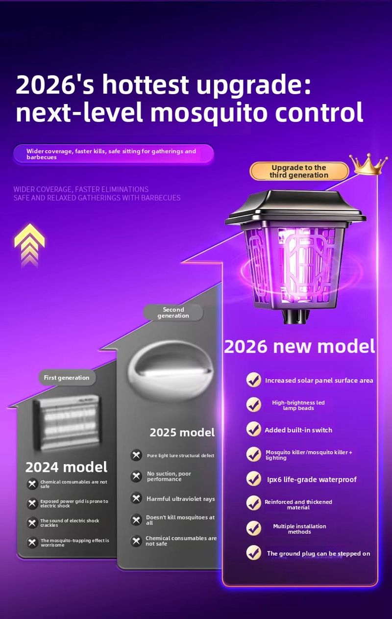 Solar Bug Zapper Lamp | Stake or Hang | Rainproof IPX6