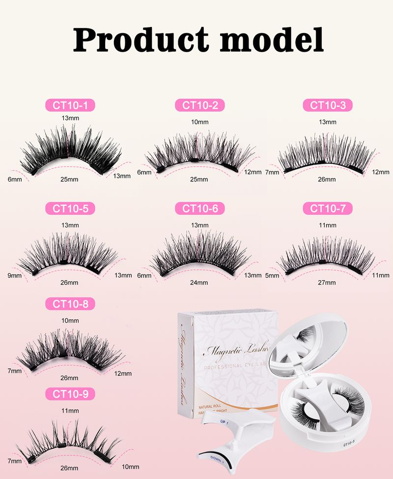 Magnetic Eyelashes Set — No Glue, 2 Pairs With Applicator & Mirror Case