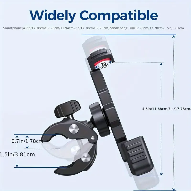 Durable ABS Motorcycle Handlebar Phone Holder - Adjustable, Secure Grip for Various Bikes, with Red Accents - Perfect for Riders