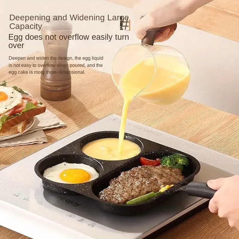 3-in-1 Non-Stick Cast Iron Breakfast Pan - Multi-Use Egg, Steak, and Flat-Bottomed Frying Pan for Home Cooking, Perfect for Sausages, Eggs, and More, Sausage Cooking Tool | Modern Kitchenware | Durable Cookware