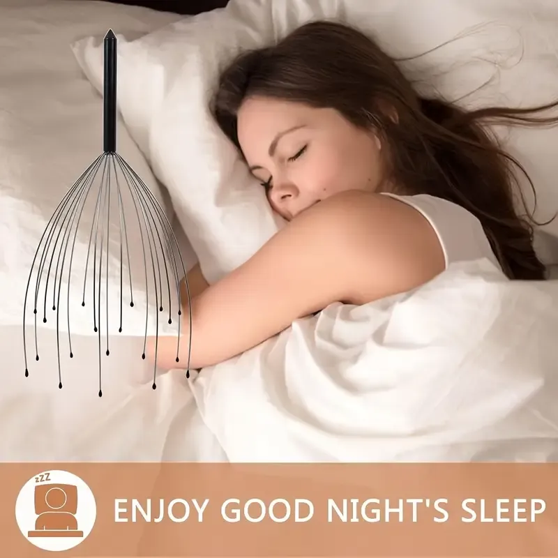 Handheld Scalp Tingler Massager - Deep Relaxation 20-Finger Head Massager with Scalp Scratcher Function, Metal, Ideal for Men and Women - Perfect Stocking Stuffers and Gift Ideas