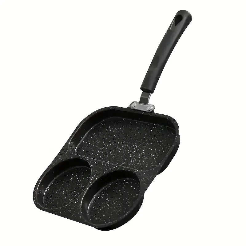 3-in-1 Non-Stick Cast Iron Breakfast Pan - Multi-Use Egg, Steak, and Flat-Bottomed Frying Pan for Home Cooking, Perfect for Sausages, Eggs, and More, Sausage Cooking Tool | Modern Kitchenware | Durable Cookware