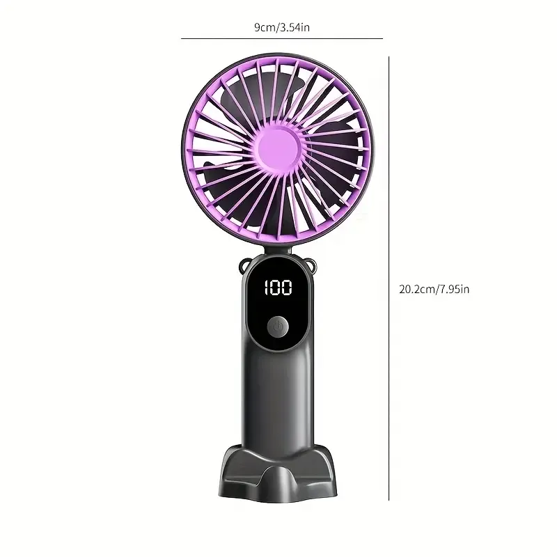 Mini Portable USB Fan with 6 Speeds and Digital Display - Foldable 3-in-1 Handheld, Neck, and Desktop Fan for Travel, Beach, and Outdoor Use - Rechargeable Lithium Battery, Travel Essentials | Modern Aesthetic | Compact Design, Portable Fans