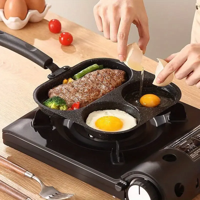 3-in-1 Non-Stick Cast Iron Breakfast Pan - Multi-Use Egg, Steak, and Flat-Bottomed Frying Pan for Home Cooking, Perfect for Sausages, Eggs, and More, Sausage Cooking Tool | Modern Kitchenware | Durable Cookware