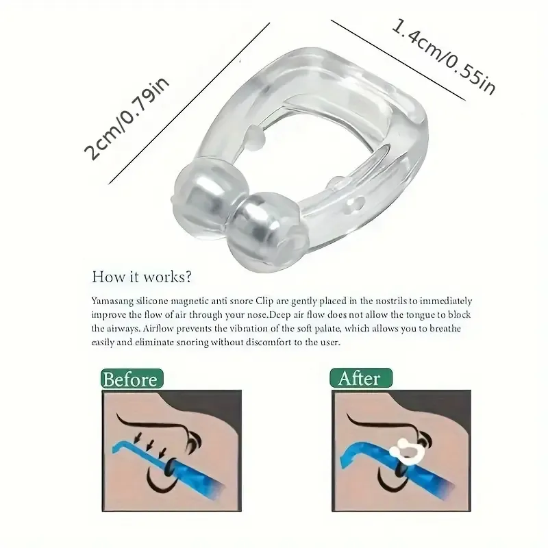 5-Pack Silicone Magnetic Anti-Snore Nose Clips, Snore Stopper, Sleep Apnea Aid, Nostril Ventilation, Breathing Improvement Devices, Comfortable & Reusable Snoring Solution for Men and Women