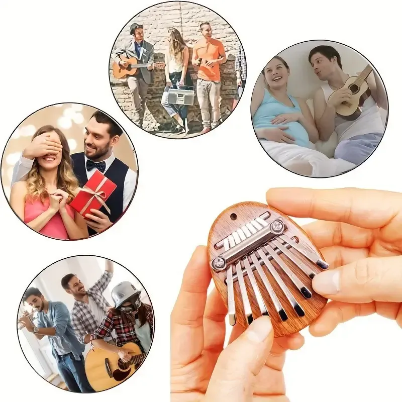 8-Tone Kalimba Finger Piano, High-Quality Miniature Handheld Keyboard, Portable Party Gift for Ages 14+, No Power Required, Artificial Wood Material, Home & Kitchen Party Supplies