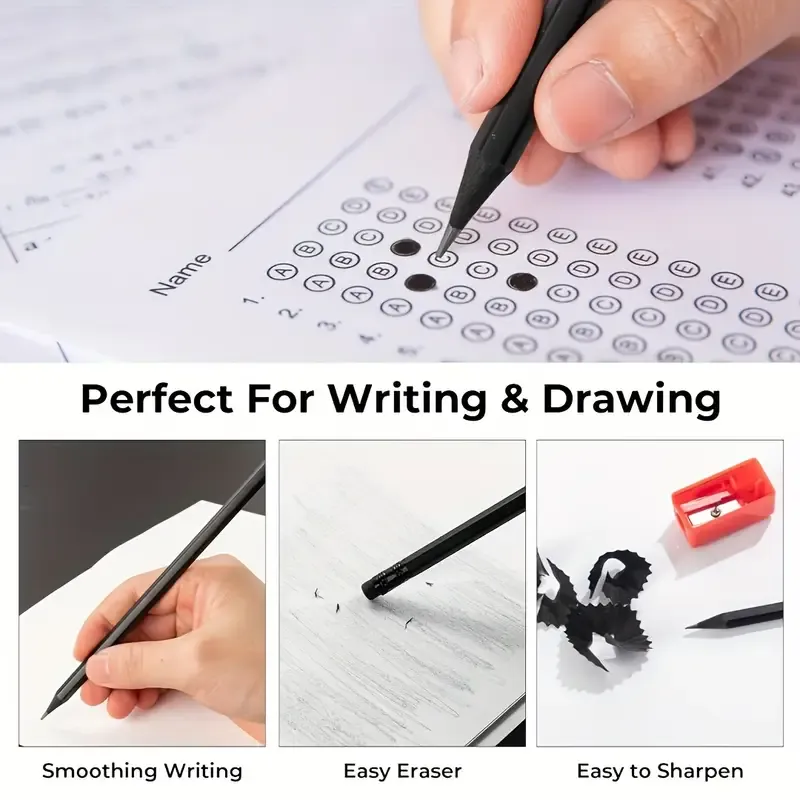 10pcs HB.2B Graphite Pencil - Premium Black Wood, Smooth 2.4mm Lead Core, Suitable for Writing, Drawing and Sketching - Durable and High Quality, Perfect for Sketching and Art Projects, Artist Sketching Pencils | Professional Appearance | Smooth Graphite Core