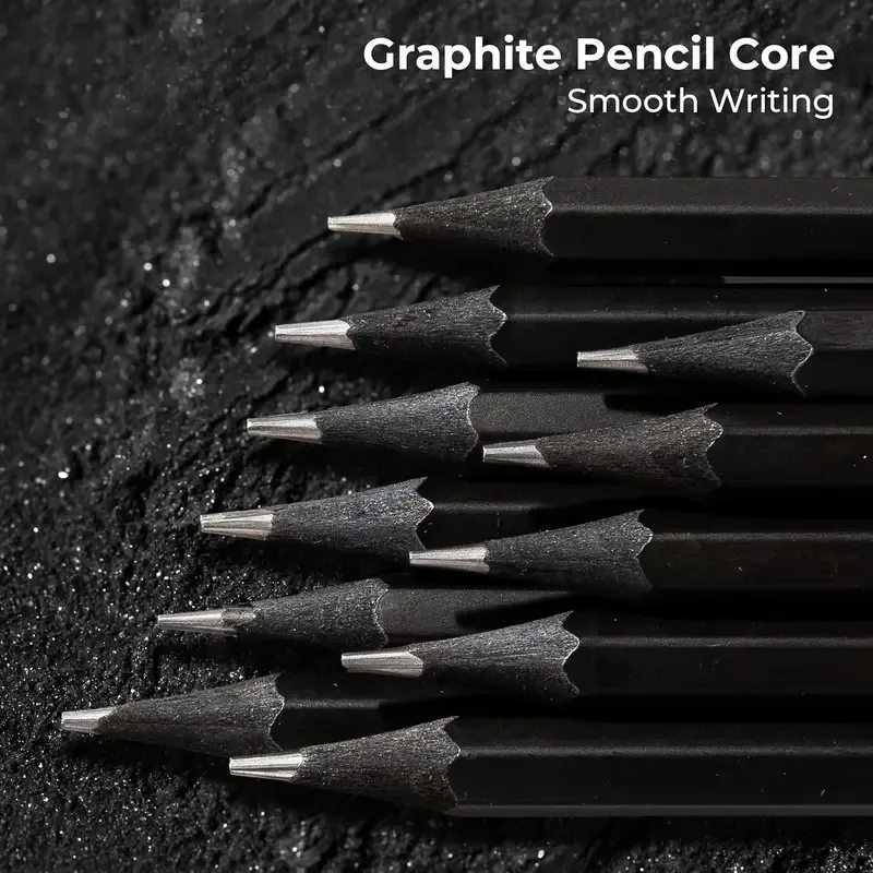 10pcs HB.2B Graphite Pencil - Premium Black Wood, Smooth 2.4mm Lead Core, Suitable for Writing, Drawing and Sketching - Durable and High Quality, Perfect for Sketching and Art Projects, Artist Sketching Pencils | Professional Appearance | Smooth Graphite Core