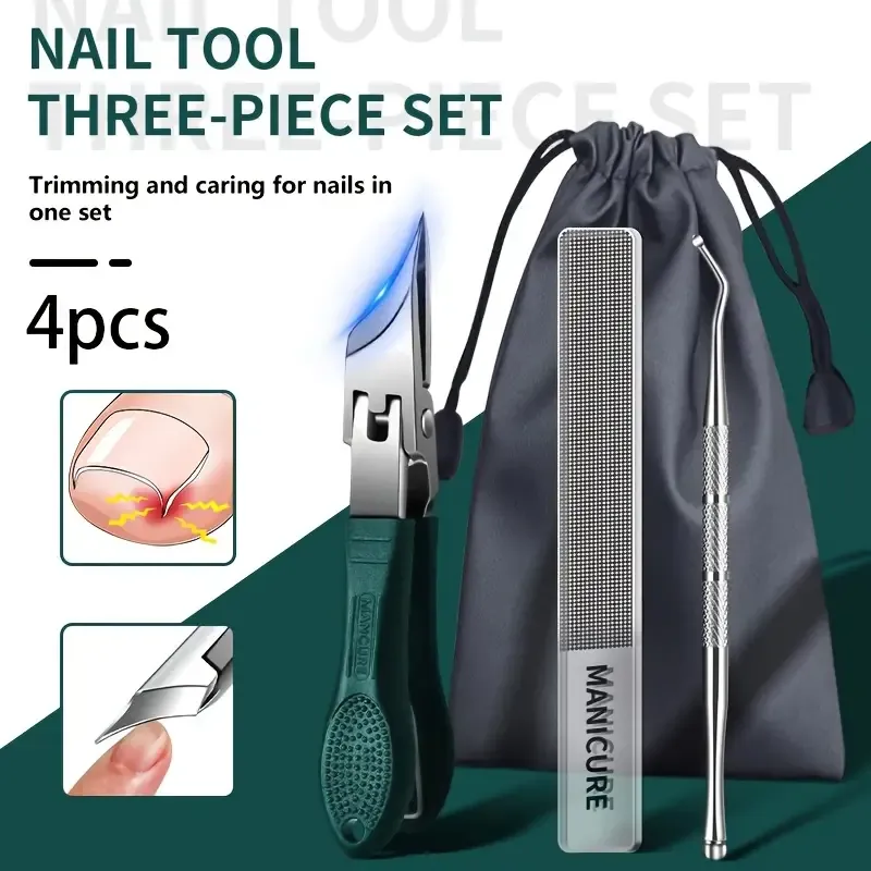 4pcs, Eagle Beak Slanted Nail Clippers, Splash Guard 25° Beveled Edge Nail Clipper Set with Wide Band Design and Curved Blade, Ultra-Sharp Slanted Nail Scissors, Splash-Proof Slanted Mouth Nail Clippers, Suitable for Men and W