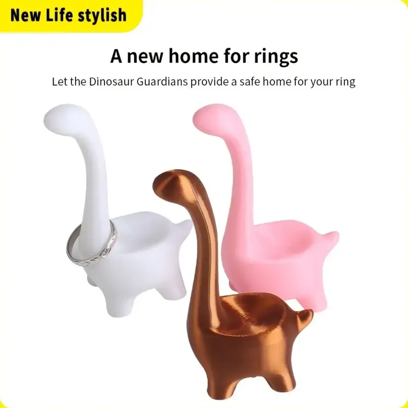 Dinosaur Ring Holder, for Earrings, Rings, Jewelry, Desktop Decoration, Wedding Engagement Ring Stand, Cute Preppy Room Decoration, Cute Women'S Gift, Suitable for Valentine'S Day, Romantic Night, Birthday, Anniversary, Jewelry Towers