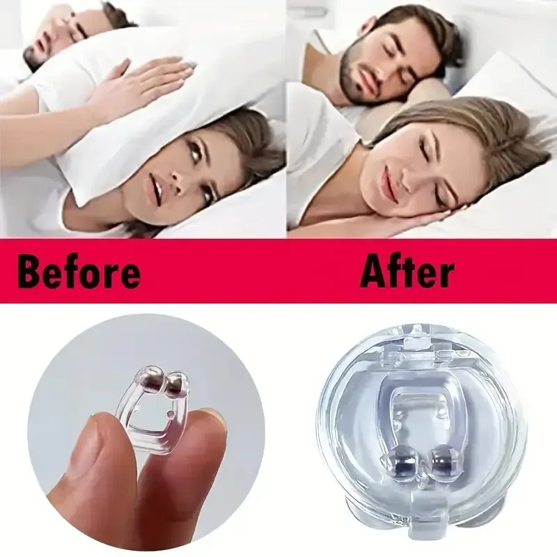 5-Pack Silicone Magnetic Anti-Snore Nose Clips, Snore Stopper, Sleep Apnea Aid, Nostril Ventilation, Breathing Improvement Devices, Comfortable & Reusable Snoring Solution for Men and Women