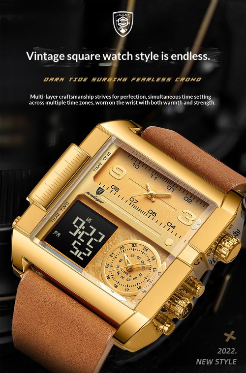 Men's Luminous, Water-Resistant, Multi-Time Zone Business-Casual Watch