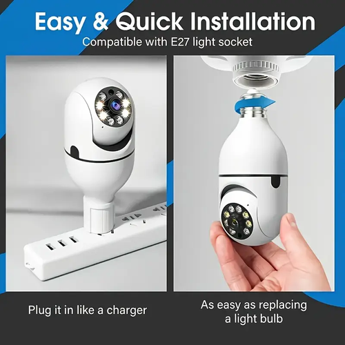 Wireless WiFi Light Bulb Camera 360°Panoramic Surveillance Cam