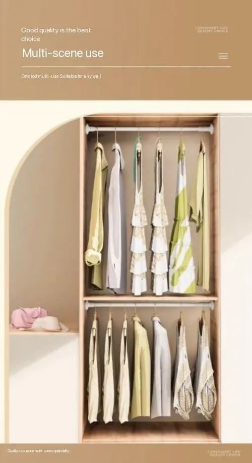 Multifunctional punch-free telescopic rod nail-free clothes drying rod hanger stainless steel curtain hanging rod shower curtain rod door curtain wardrobe support rod