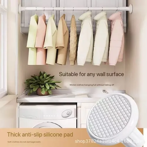 Multifunctional punch-free telescopic rod nail-free clothes drying rod hanger stainless steel curtain hanging rod shower curtain rod door curtain wardrobe support rod