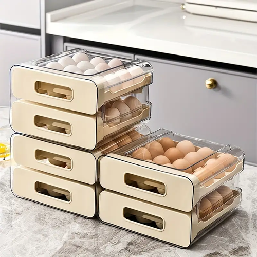 Large 32-Grid Transparent Double-Layer Egg Storage Box cash on delivery