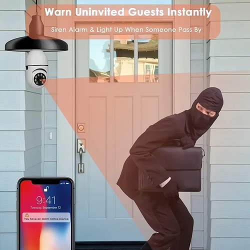 Wireless WiFi Light Bulb Camera 360°Panoramic Surveillance Cam