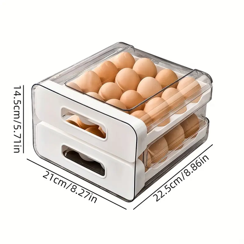 Large 32-Grid Transparent Double-Layer Egg Storage Box cash on delivery