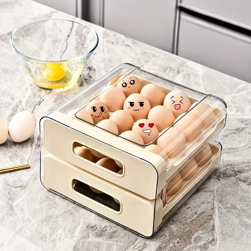 Large 32-Grid Transparent Double-Layer Egg Storage Box cash on delivery